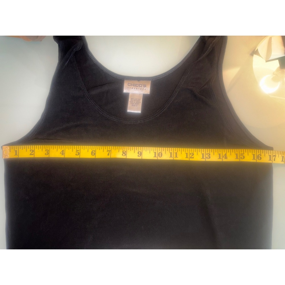 Chico's Travelers Black Stretch Knit Tank Top Size 2 Large Career Basic - Picture 4 of 5